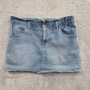 Wild Fable Women's Jean Mini Skirt Size XL Paper Bag Waist Blue Denim Light Wash